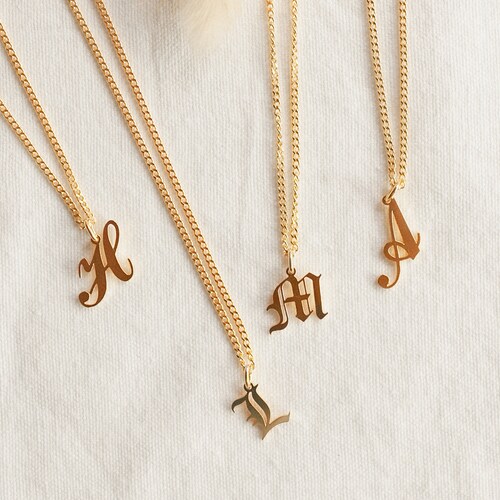 Initial Necklace With Curb Chain by 
