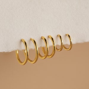 Stacking Hoop Earrings by Caitlyn Minimalist • Thin Hoop Earrings in Gold & Silver • Lightweight Dainty Earrings • Birthday Gift for Her