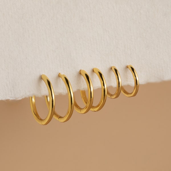 Stacking Hoop Earrings Set by Caitlyn Minimalist • Thin Hoop Earrings in Gold & Silver • Lightweight Dainty Earrings • Best Friend Gift