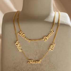 Family Name Necklace by CaitlynMinimalist • Custom Name Jewelry • Thick Curb Chain Name Necklace • Perfect Gift for Wife • NH66F97