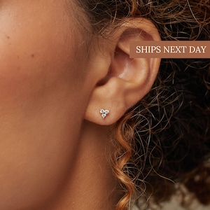 Mini Diamond Stud Earrings for Minimalist Look Dainty Diamond Earrings Perfect to Pair with any of Your Sets ER016 image 1