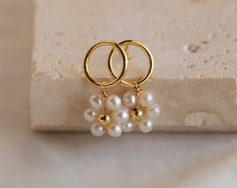 Flower Pearl Earrings by Caitlyn Minimalist • Dangle & Drop Flower Earrings • Pearl Beaded Earrings • Bridal Jewelry • Gift for Her • ER347