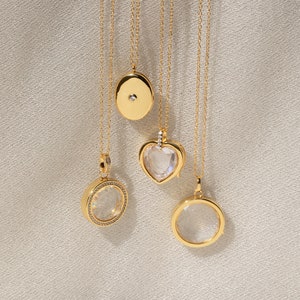 Locket Pendant Necklaces by Caitlyn Minimalist • Circle, Oval and Heart Shaped Lockets • Everyday Jewelry, Perfect for a Meaningful Keepsake