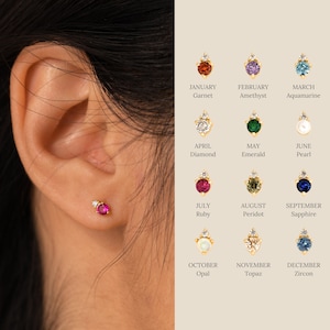 Raindrop Birthstone Stud Earrings by Caitlyn Minimalist • Dainty Teardrop Earrings with Custom Gemstone • Perfect Birthday Gift • ER231