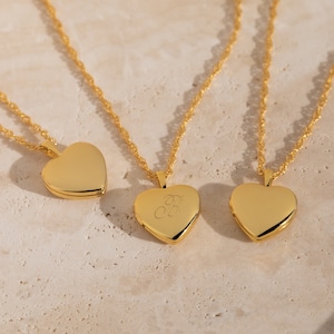 Collar con medallón de corazón inicial de Caitlyn Minimalista Collar con foto de medallón de oro con cadena giratoria Regalo personalizado para mamá NR108 imagen 2