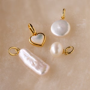 Pearl Pendant Charms by Caitlyn Minimalist Dangling Pearls for Charm Bracelet & Charm Necklaces Perfect Addition to your Everyday Style image 3