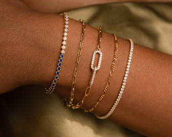 Pulseras imprescindibles de Caitlyn Minimalista • Pulseras de cadena con eslabones de diamantes en oro • Joyería de boda delicada • Regalo de dama de honor perfecto para ella