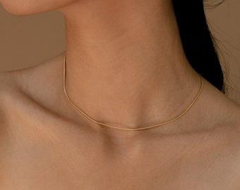 Collar de cadena de serpientes • Collar de oro delicado de Caitlyn Minimalista • Collar de capas, collar simple • Regalo para ella • NR052