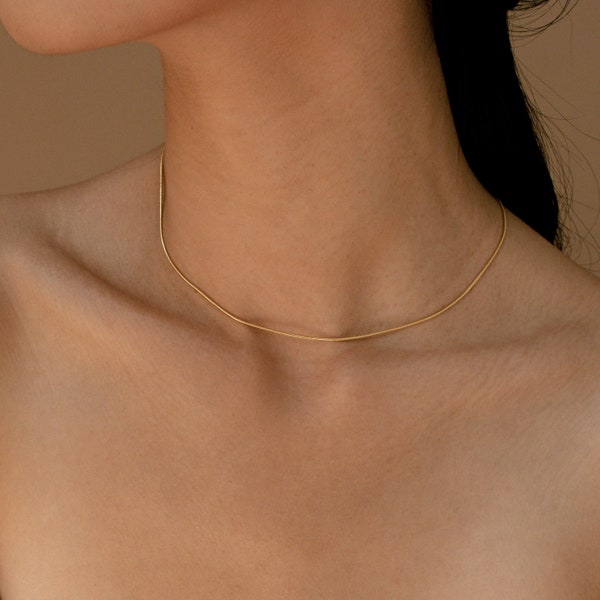 Snake Chain Necklace • Dainty Gold Necklace by Caitlyn Minimalist • Layering Necklace, Simple Necklace • Gift for Her • NR052