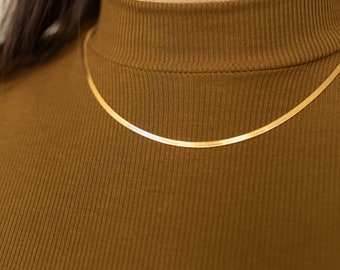 Herringbone Necklace in Gold, Rose Gold, Sterling Silver by Caitlyn Minimalist • A Must Have Layering Necklace • NR002