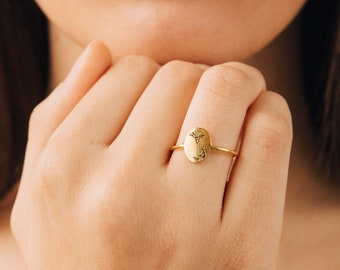 Minimalist Flower Ring in Gold, Sterling Silver, Rose Gold • Dainty Flower Signet Ring • Personalized Gift, Birthday Gift For Her • RM52a