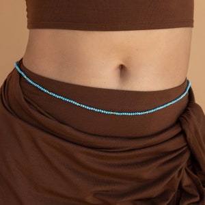 Beaded Waist Chains by Caitlyn Minimalist Dainty Body Chains, Perfect for Summer Belly Chains, Boho Jewelry Best Friend Gift C. BEADED TURQUOISE