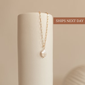 Baroque Pearl Pendant Necklace by Caitlyn Minimalist • Irregular Pearl Necklace • Long Necklace, Perfect for Layering • NR012