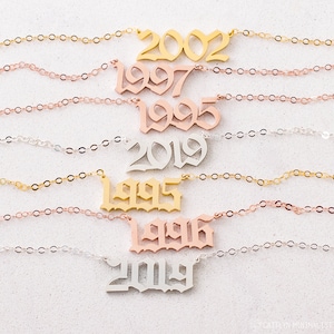 Year Necklace Custom Number Necklace Custom Name Necklace Gothic Necklace Graduation Gift Birthday Gift NH02F69 image 4