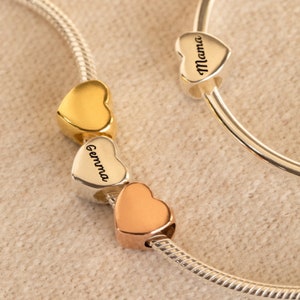MOTHERS GIFT Custom Name Heart Charm Baby Family Charm Bracelet Personalized European Bead Jewelry in Gold Mom Gift CM18F88 18K GOLD