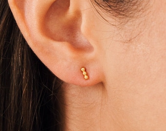 Trio Beaded Bar Studs by Caitlyn Minimalist • Dainty Gold Stud Earrings • Minimalist Jewelry for Everyday • Perfect Gift For Her • ER268