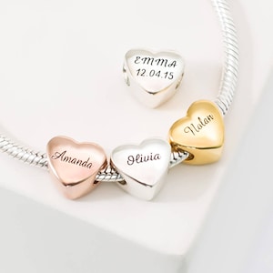 MOTHERS GIFT Custom Name Heart Charm Baby Family Charm Bracelet Personalized European Bead Jewelry in Gold Mom Gift CM18F88 image 9