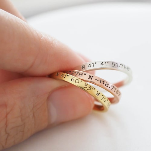 LONAGO Custom Name Ring - Personalized Engraved Heart Stackable Band, Sterling Silver, Sizes 5-11 - View #3