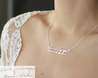 Custom Handwriting Jewelry • Handwriting Necklace • Personalized Signature Keepsake GIFT • Memorial Meaningful Gift • Mother's Gift • NH01