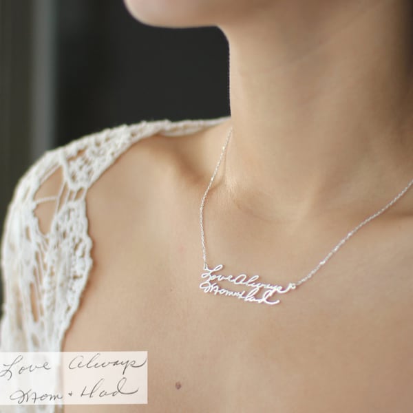 Custom Handwriting Jewelry • Handwriting Necklace • Personalized Signature Keepsake GIFT • Memorial Meaningful Gift • Mother's Gift • NH01