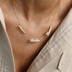 Perfekt present till mamma • Halsband för familjenamn i guld och silver • Halsband för barnnamn • Halsband för mormor • Personlig present • NH05F97 bild 3