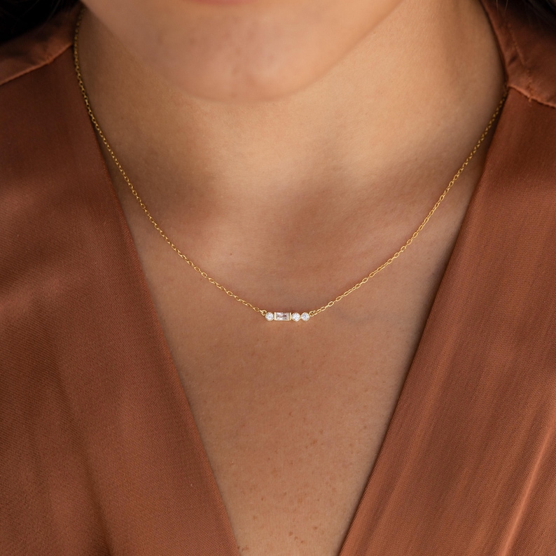 Initial Morse Code Necklace by Caitlyn Minimalist • Custom Diamond Letter Necklace • Dainty Initial Jewelry • Gift for Mom • NM124 18K GOLD