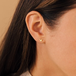 Butterfly Stud Earrings by Caitlyn Minimalist • Dainty Butterfly Earrings for Earring Stack • Cute Jewelry • Birthday Gift for Her • ER255