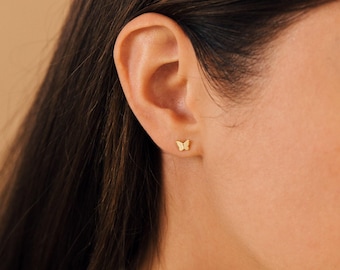 Butterfly Stud Earrings by Caitlyn Minimalist • Dainty Butterfly Earrings for Earring Stack • Cute Jewelry • Birthday Gift for Her • ER255