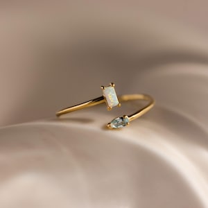 Toi et Moi Wrap Ring by Caitlyn Minimalist • Custom Emerald & Pear Birthstone Ring • Personalized Jewelry • Gift for Mom • RM209
