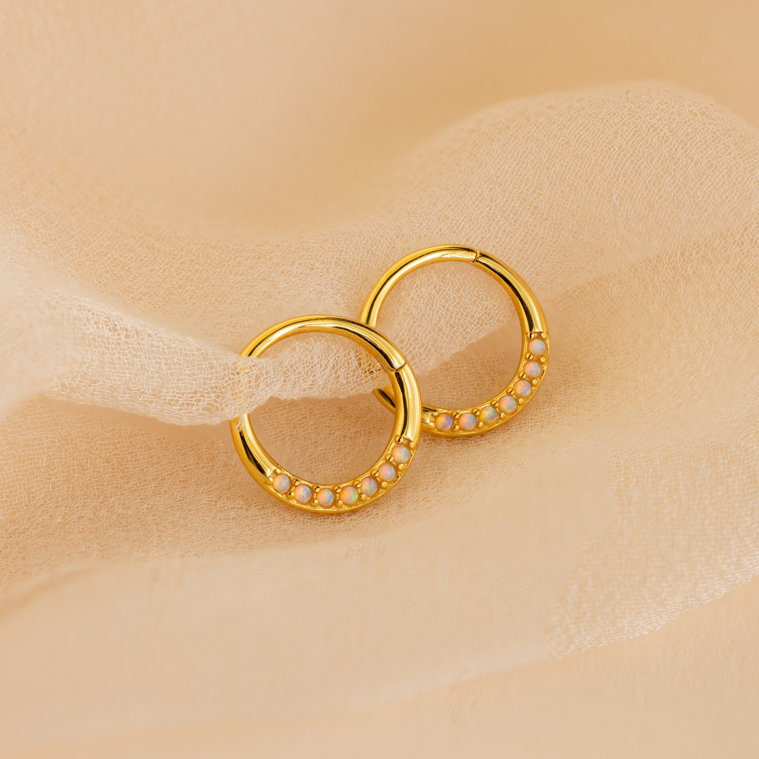 Opal Cartilage Huggie Earrings by Caitlyn Minimalist • Dainty Opal Hoop Earrings for Helix Piercing • Summer Jewelry • Gift for Her • ER346