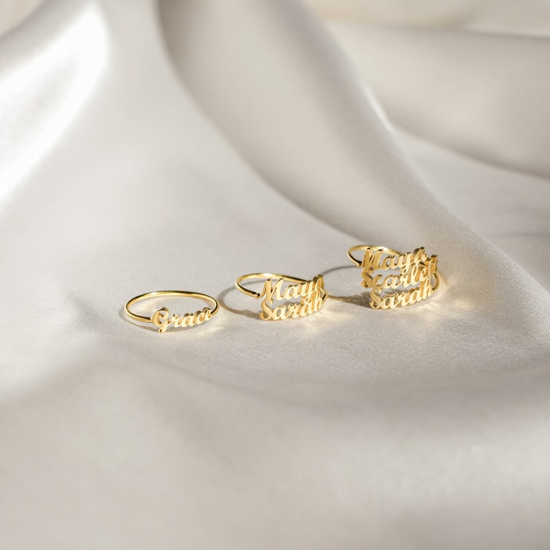 Double Name Ring Two Name Ring in Sterling Silver, Gold and Rose Gold Personalized Gift For Mom Best Friend Gift RM75F68 image 4