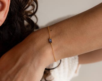 Baguette Gemstone Bracelet by Caitlyn Minimalist • Everyday Birthstone Bracelet • Personalized Jewelry • Graduation Gift for Her • BR104