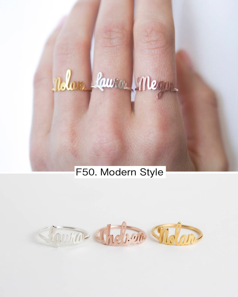 Custom Name Ring in Sterling Silver Bridesmaids Jewelry Etsy