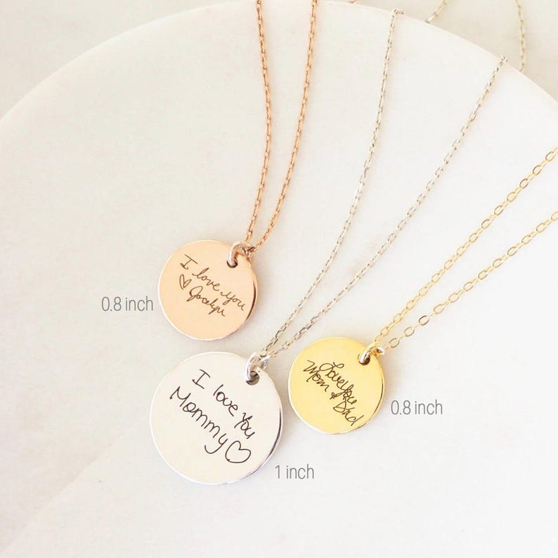 Handwriting Necklace Custom Handwriting Jewelry Signature Disc Necklace Fingerprint Necklace Mothers Day Gift Memorial Gift NM20 image 5