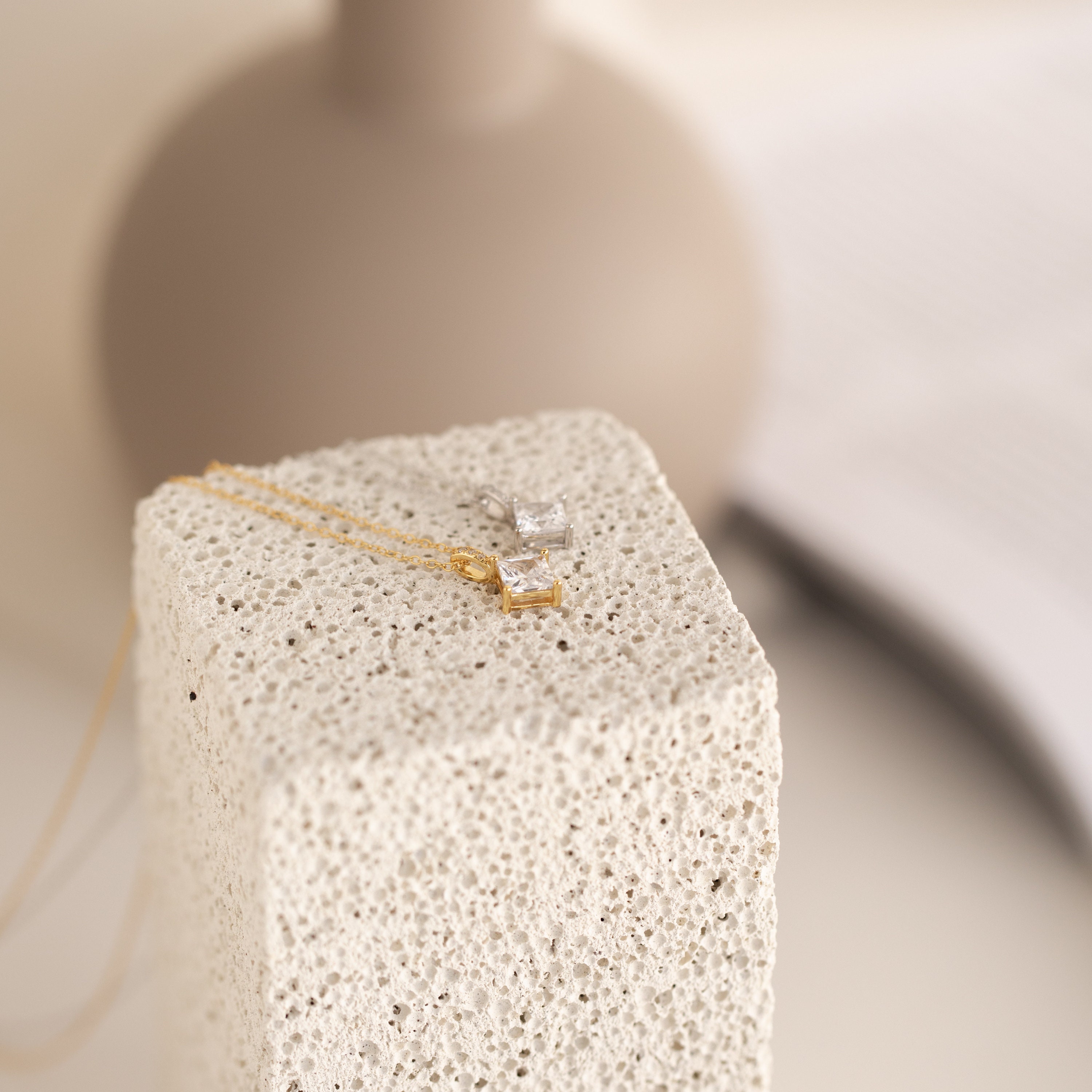 Diamond Pendant Necklace by Caitlyn Minimalist • Princess
