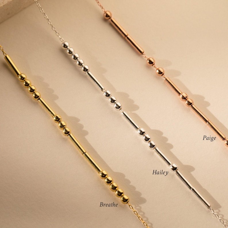 Custom Morse Code Necklace by Caitlyn Minimalist • Personalized Necklace with Name or Hidden Message in Morse Code • Couples Gift • NM109 image 3