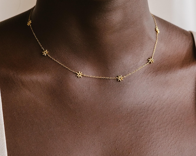 Flower Child Necklace by Caitlyn Minimalist • Flower Charm Choker Necklace, Perfect for Layering • Bohemian Jewelry • Sister Gift • NR112