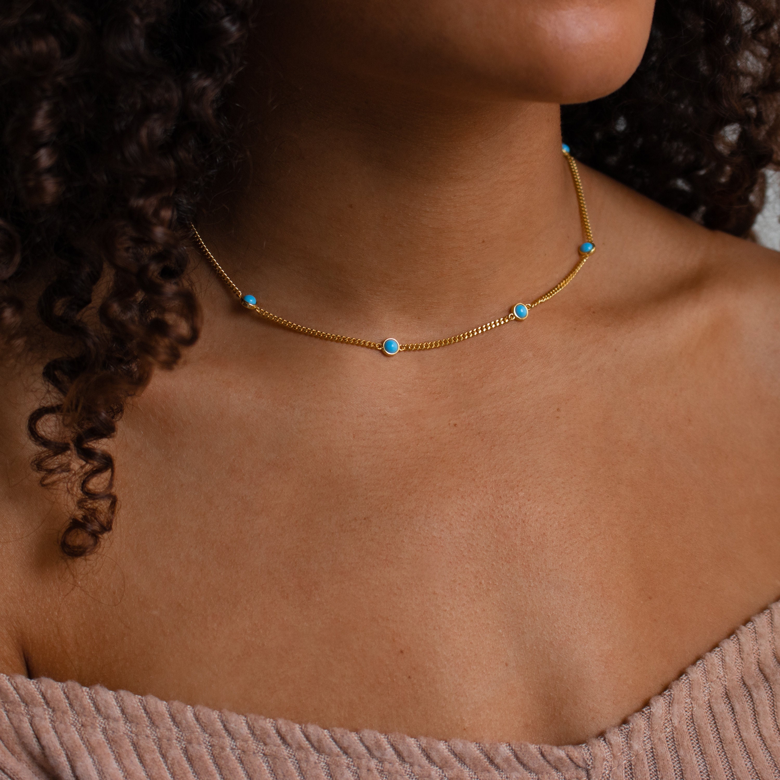 Turquoise choker necklace gold deals