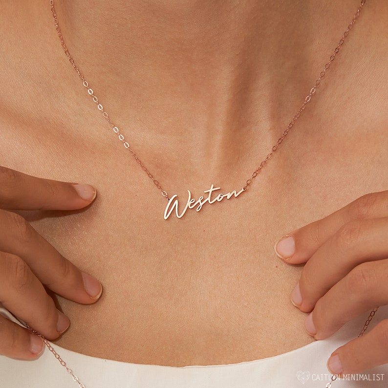 Dainty Script Name Necklace in Sterling Silver, Gold and Rose Gold Minimalist Necklace Perfect Gift for Her NH02F80 image 6