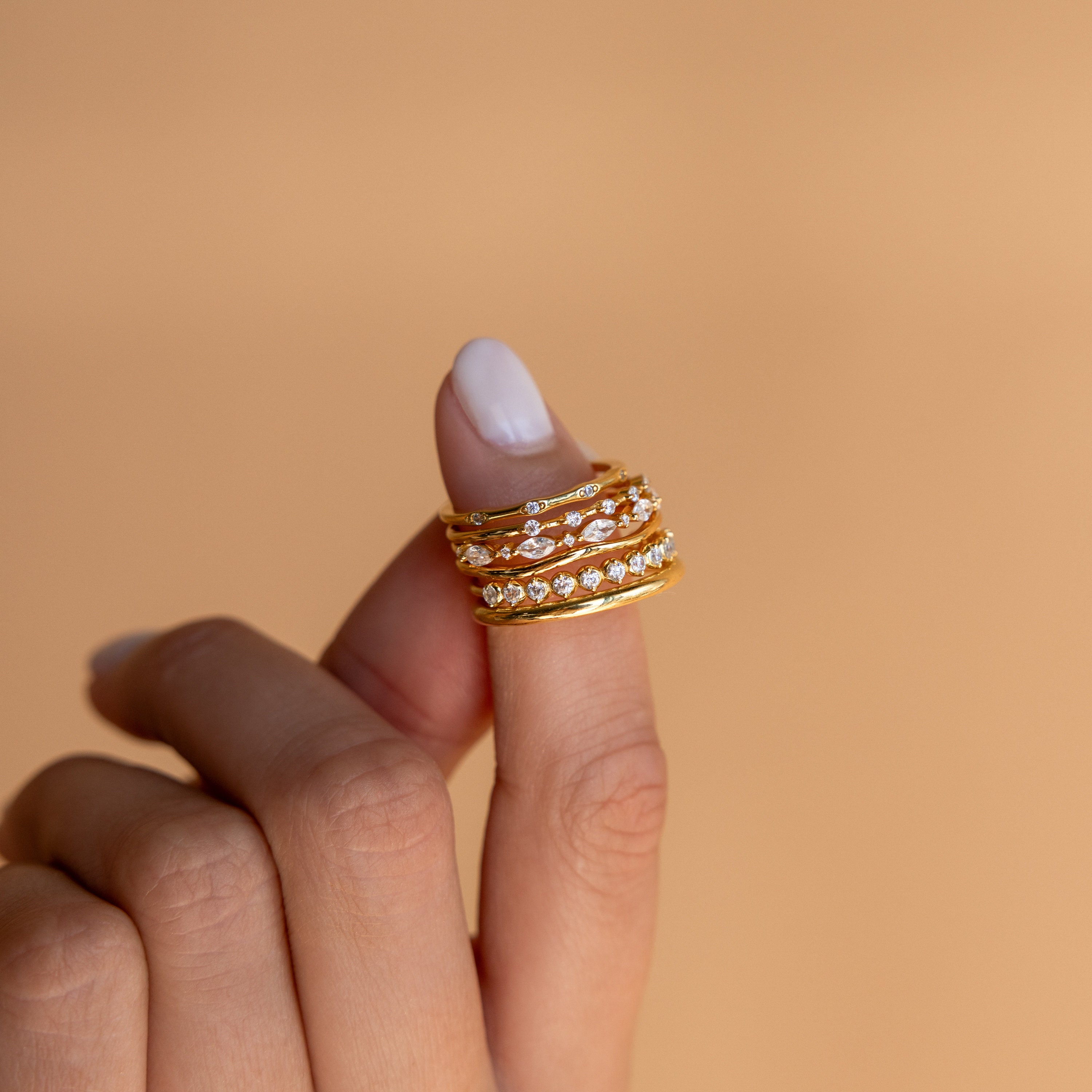 Diamond Stacking Ring Set by Caitlyn Minimalist • Set of 3
