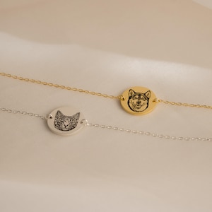 Custom Pet Portrait Charm Bracelet by CaitlynMinimalist • Custom Engraved Bracelet • Cat Lover Gift • Personalized Gifts for Mom • BM23b image 2