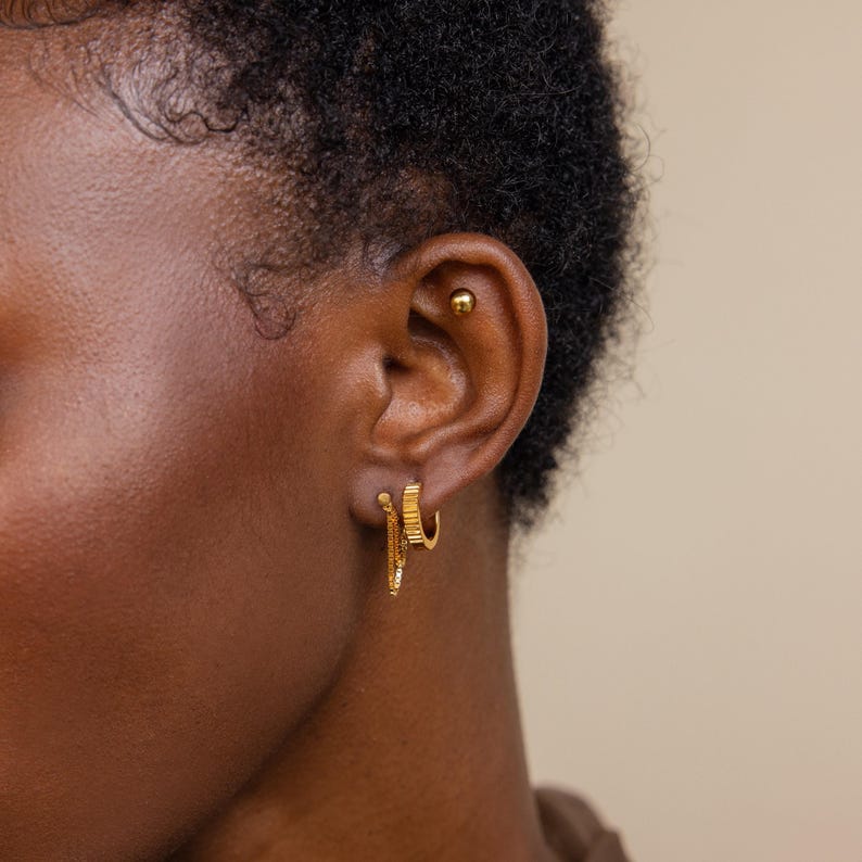Chain Flat Back Earrings by Caitlyn Minimalist • Dainty Dangling Cartilage Earrings • Statement Jewelry • Birthday Gift • ER460 image 9