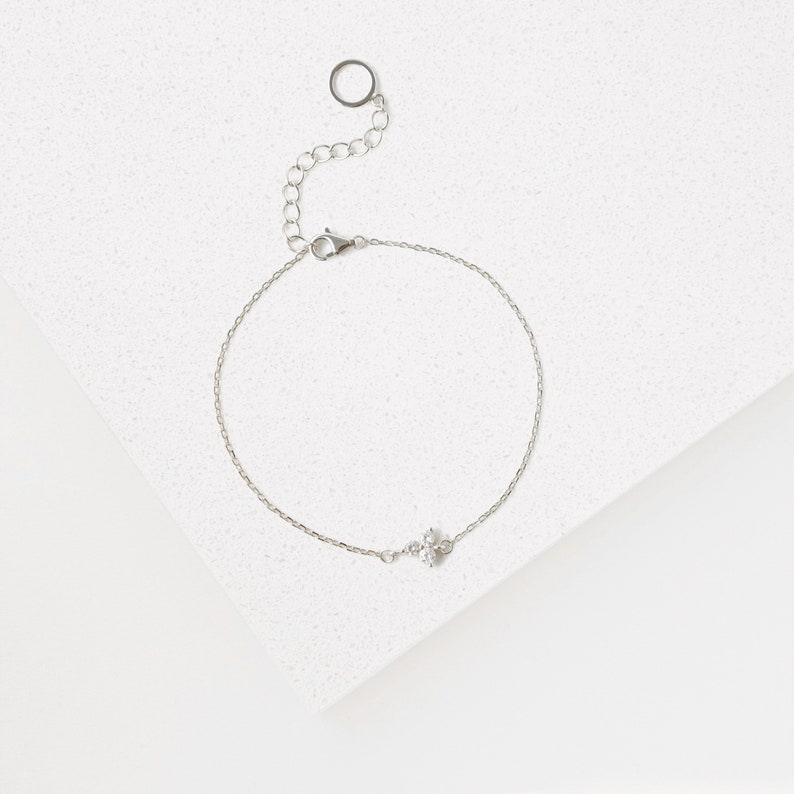 Sterling Silver LILY Diamond Bracelet \u2022 Dainty Gemstone Bracelet in Gold Rose Gold \u2022 Perfect Gift for Her \u2022 BR002