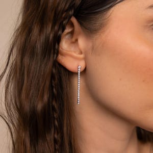 Tennis Chain Earrings by Caitlyn Minimalist • Long Diamond Statement Earrings • Unique Wedding Earrings • Bridal Shower Gift for Her • ER480