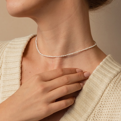 Beaded Pearl Choker Necklace For Women – Elegant Multi-Size Pearl Fashion Jewelry, Gift For Mom, Birthday