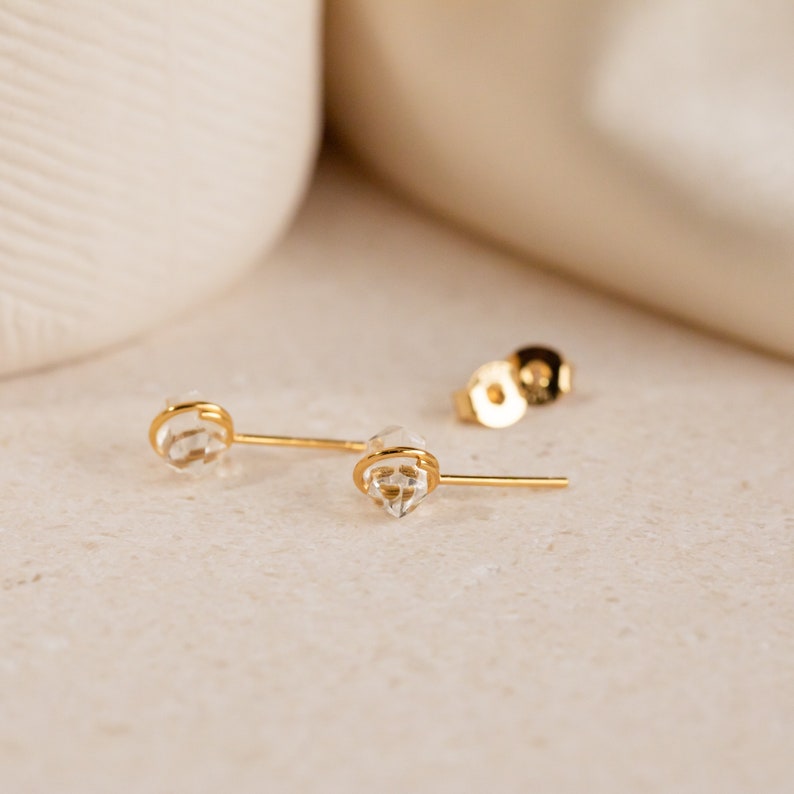 Herkimer Diamond Stud Earrings by Caitlyn Minimalist Raw Crystal Earrings Bohemian Gemstone Jewelry Perfect Bridesmaid Gifts ER342 image 7