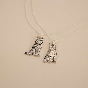 Custom Pet Portrait Necklace • Pet Memorial Jewelry • Dog Engraved Necklace or Cat Necklace • Pet Loss Memorial Gift • Gift for Him • NM41 image 3