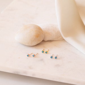 Turquoise Stud Earrings for Minimalist Look Dainty Diamond Earrings Perfect to Pair with any of Your Sets Gift for Her ER038 image 4