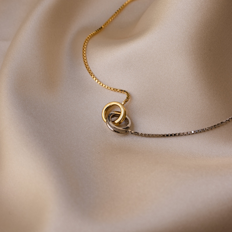 Eternity Circle Necklace by Caitlyn Minimalist Silver & Gold Necklace Infinity Necklace Minimalist Jewelry Anniversary Gift NR036 image 2