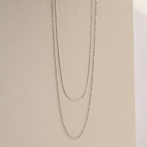 Duo Twist Chain Necklace by Caitlyn Minimalist Layered Necklace Set with Snake Chain, Singapore Chain Minimalist Choker Necklace NR066 image 6